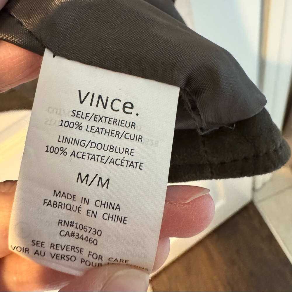 VINCE Military Moto Lambskin Paper Leather Vest Jacket in Olive Green | M - Picture 5 of 6